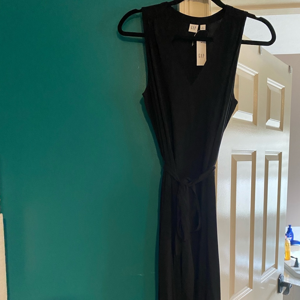 NWT Gap black midi tie dress medium